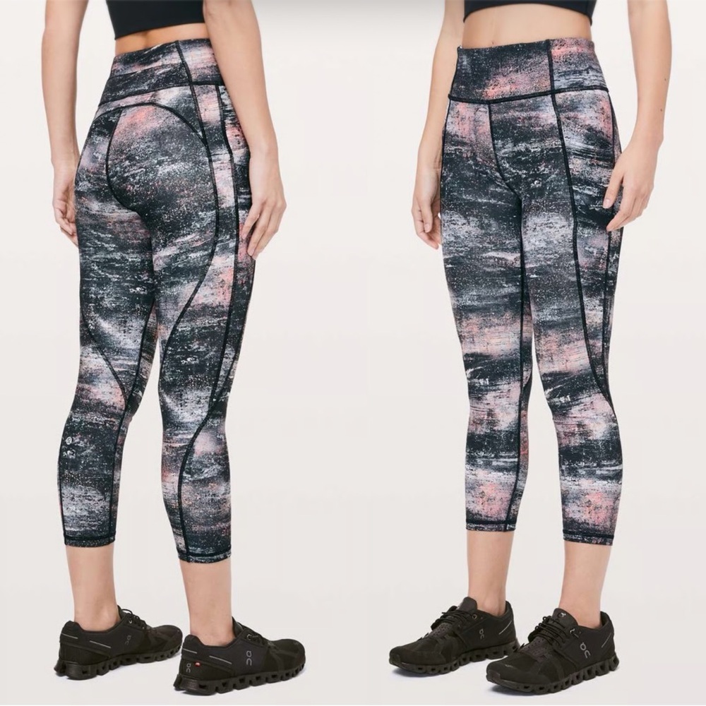 Lululemon Time To Sweat Crop In Azurite Poppy Coral Multi